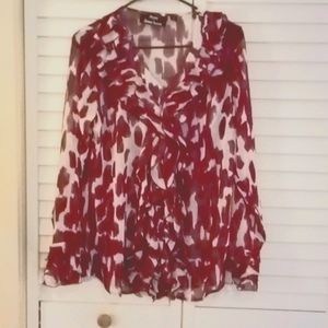 Dennis Basso sheer pattern blouse.